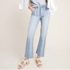 Boyish Blue and White Striped Flare Jeans